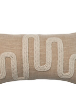 Natural Cotton & Jute Lumbar Pillow w/Fringe