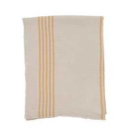 Bee Yellow Cotton Double Cloth Stitched Throw w/Frayed Edges