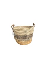 Small Grey Stripe Round Rush Basket (EACH)