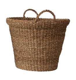 Large Round Hand-Woven Baskets with Handles