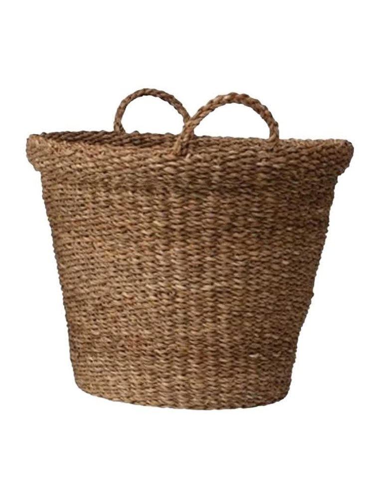 Large Round Hand-Woven Baskets with Handles