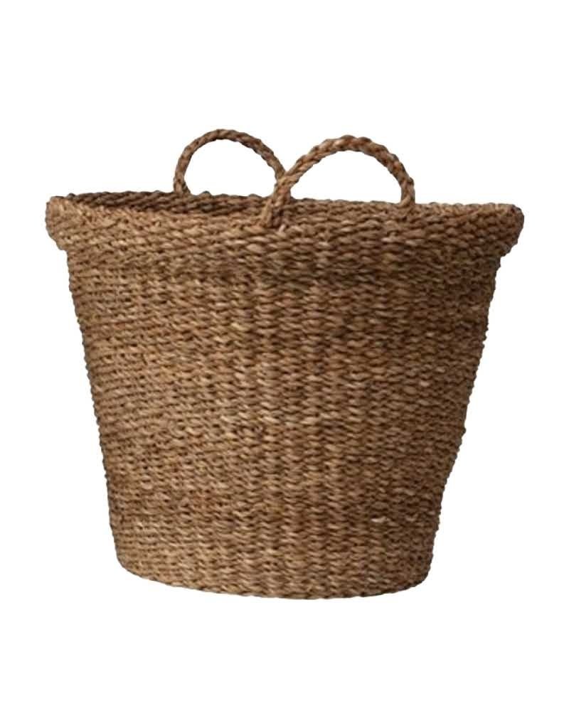 Large Round Hand-Woven Baskets with Handles
