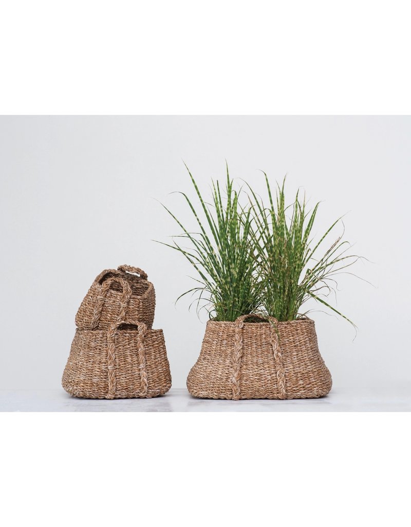 Large Woven Seagrass Basket with Handles Styron & Hughes Interiors