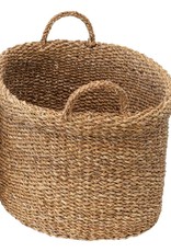 Large Hand-Woven Basket with Handles