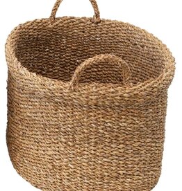 Large Hand-Woven Basket with Handles