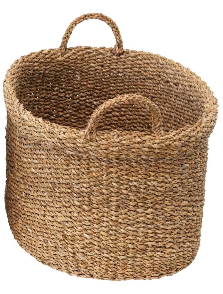 Large Hand-Woven Basket with Handles