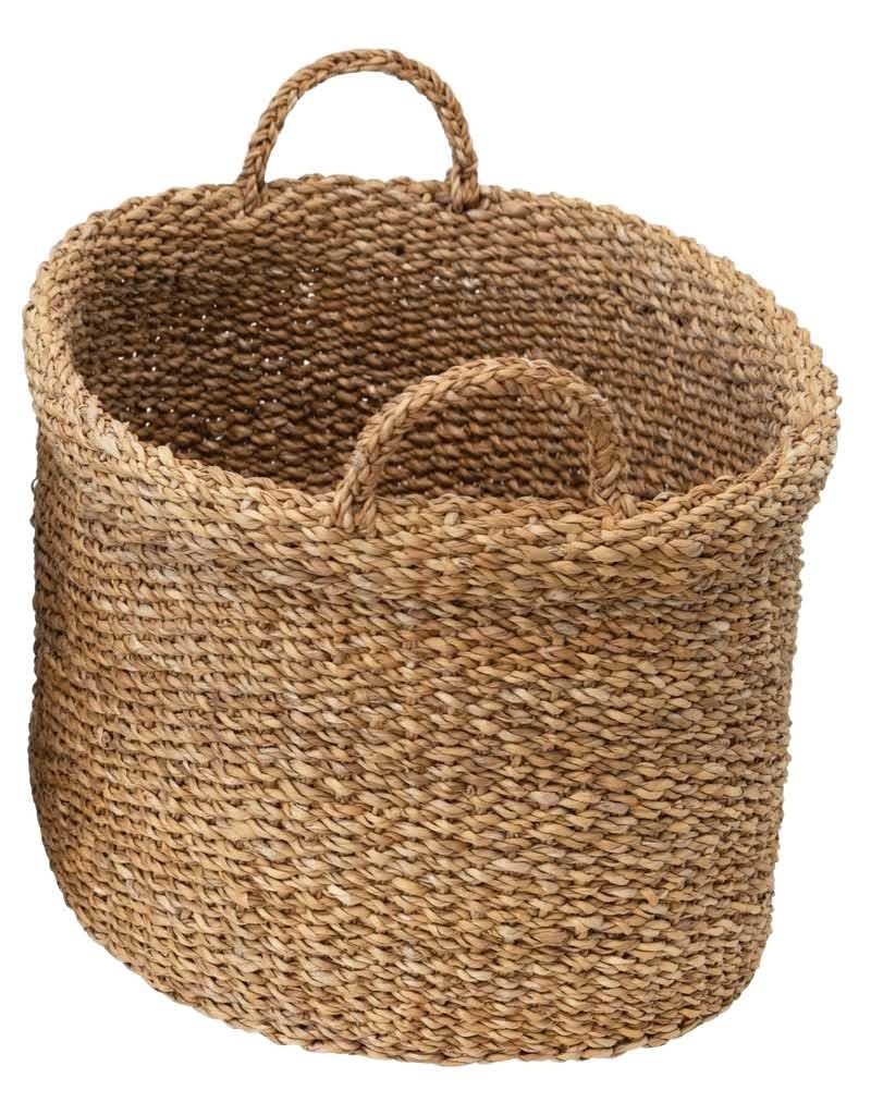 Large Hand-Woven Basket with Handles