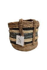 Small Blue Stripe Rush Basket (EACH)