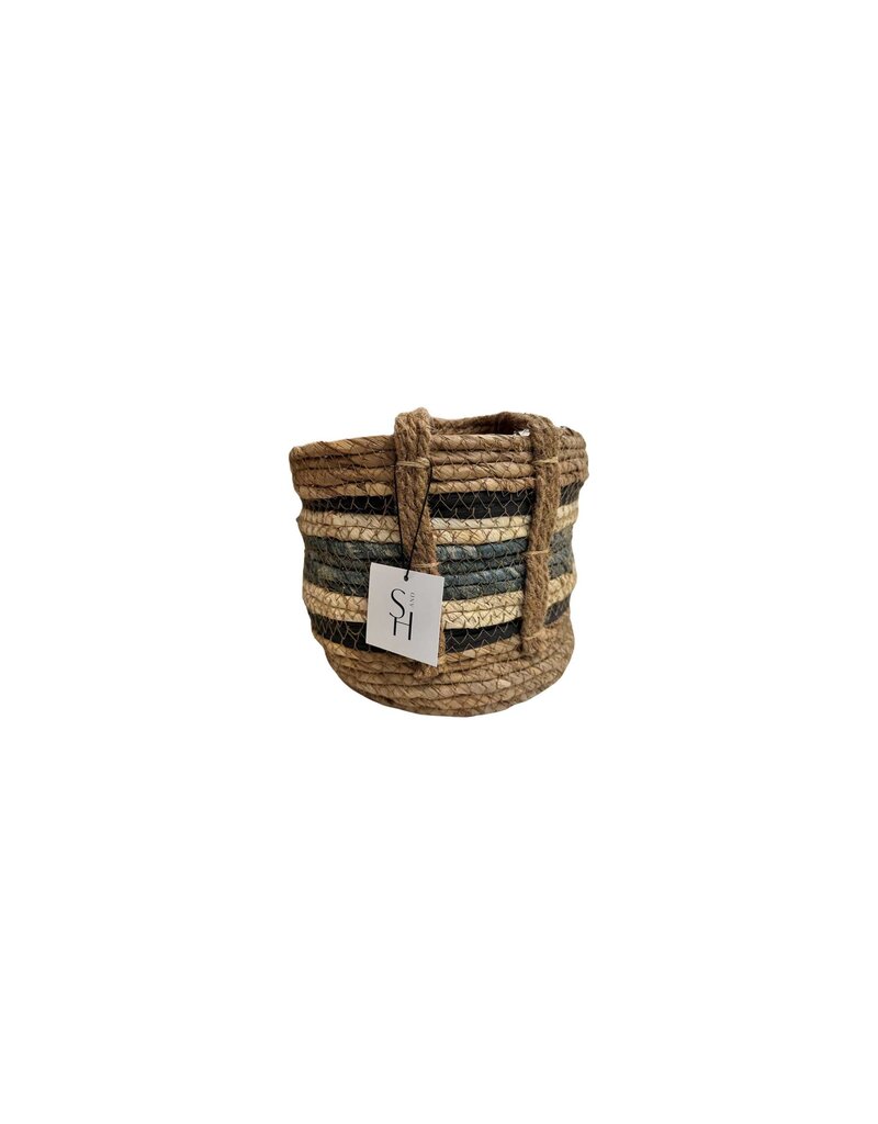 Small Blue Stripe Rush Basket (EACH)