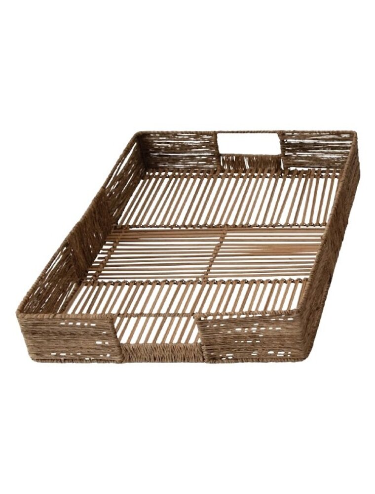 Bamboo Large Hand-Woven Tray with Handles (EACH)