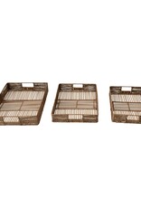 Bamboo Small Hand-Woven Tray with Handles (EACH)