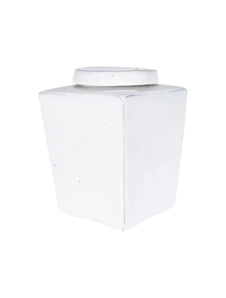 Leif Stoneware Tea Box, Medium, White