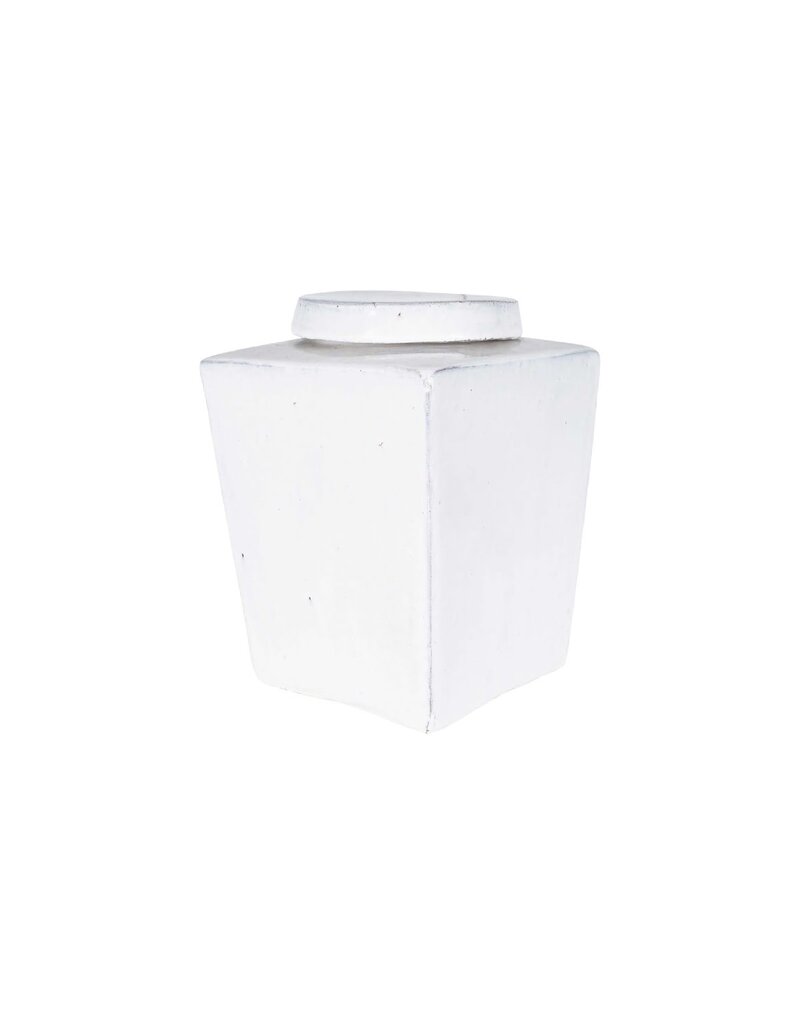 Leif Stoneware Tea Box, Medium, White