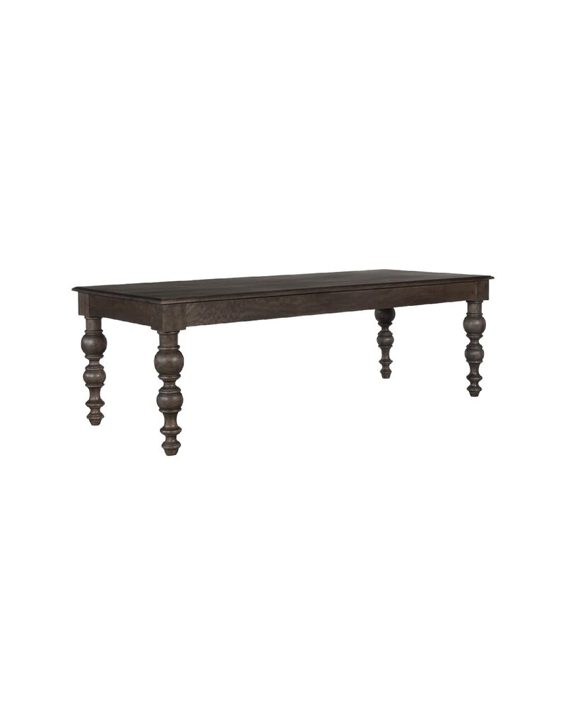 Linden 94" Linden Dining Table with Turned Legs, Dark Brown