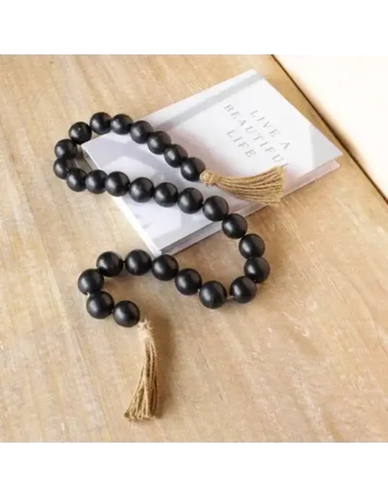 Black Beads with Jute Tassels