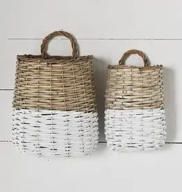 Small White Dipped Pocket Basket w/Handles (EACH)