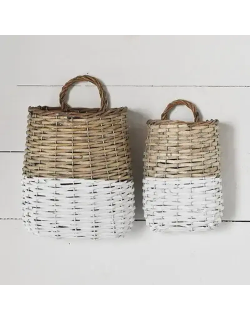 Small White Dipped Pocket Basket w/Handles (EACH)