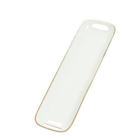 Large Rectangular Brass & Enamel Tray - Seafoam