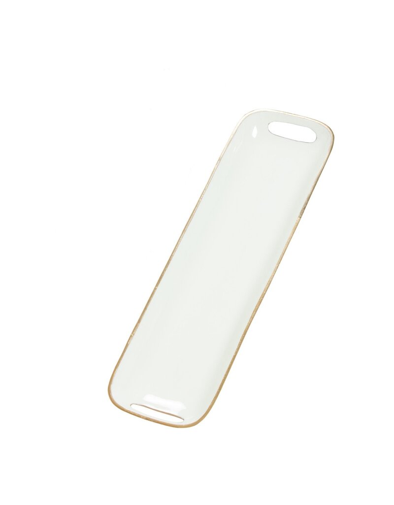 Large Rectangular Brass & Enamel Tray - Seafoam