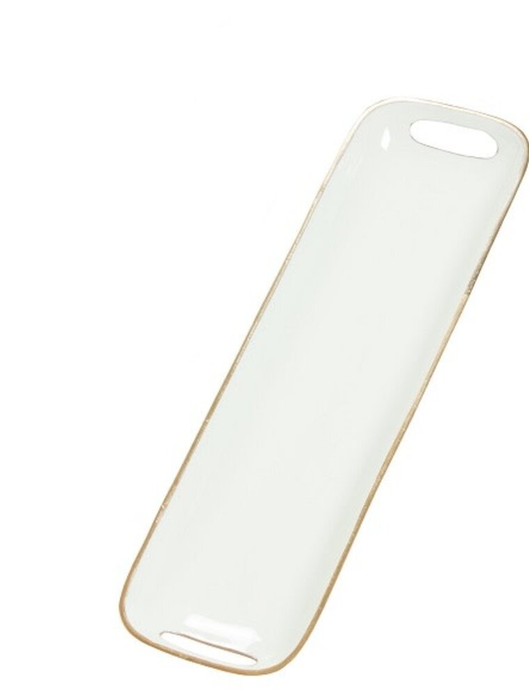 Small Rectangular Brass & Enamel Tray - Seafoam