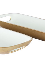 Small Rectangular Brass & Enamel Tray - Seafoam