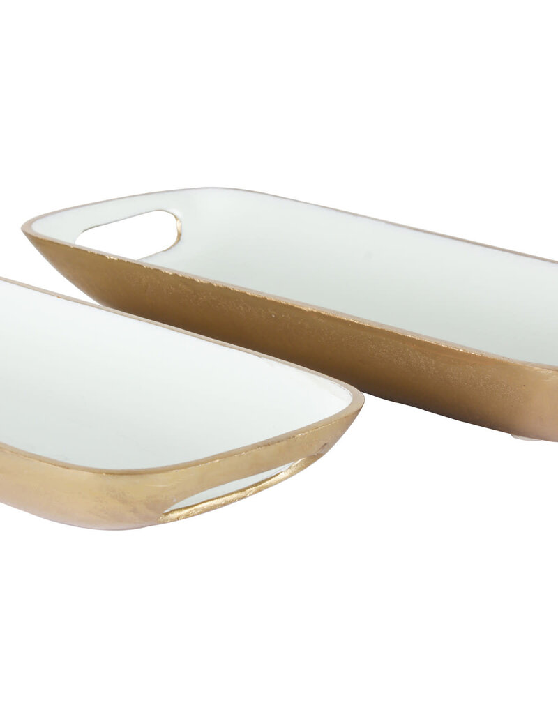 Small Rectangular Brass & Enamel Tray - Seafoam