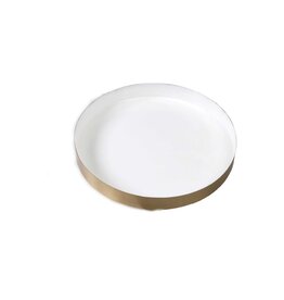 Large Round Brass & Enamel Tray - White (EACH)