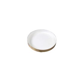Small Round Brass & Enamel Tray - White (EACH)