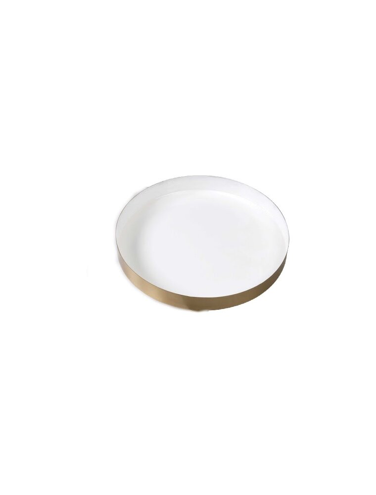 Small Round Brass & Enamel Tray - White (EACH)