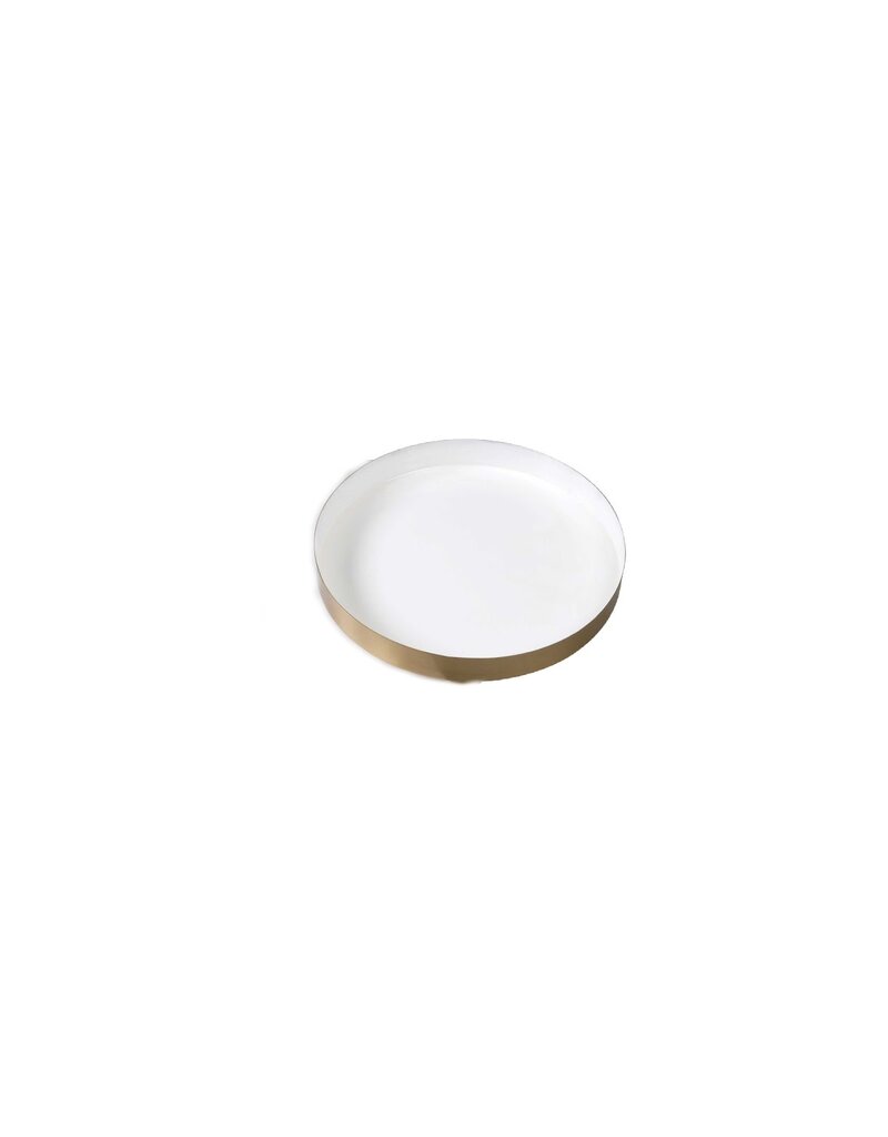 Small Round Brass & Enamel Tray - White (EACH)