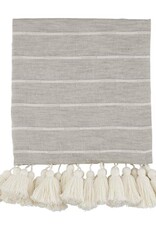 Gray Stripe Tassel Throw