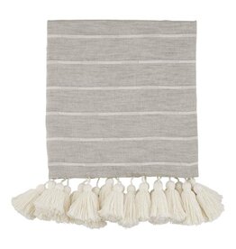 Gray Stripe Tassel Throw