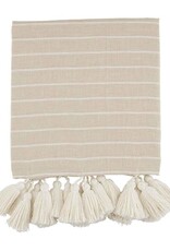 Taupe Stripe Tassel Throw