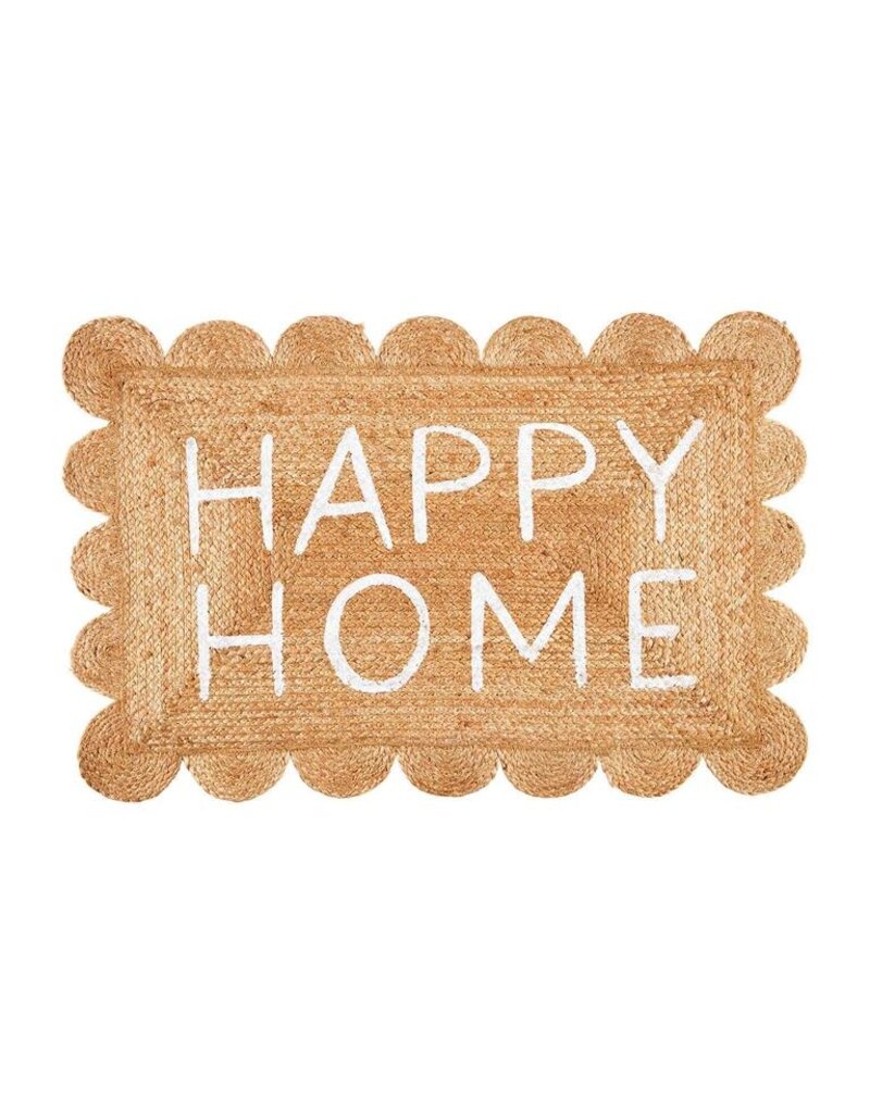 Scalloped Edge Happy Home Jute Mat