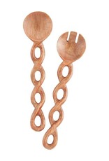 Natural Twisted Wood Serving Set