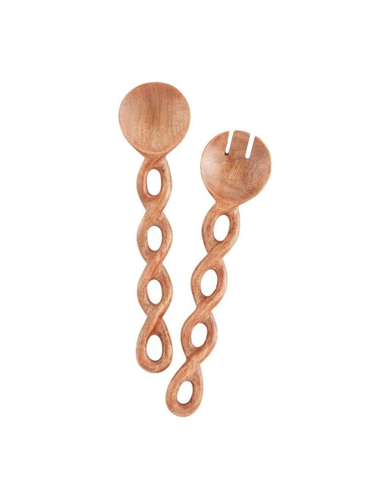 Natural Twisted Wood Serving Set