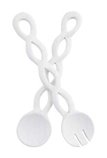 White Twisted Wood Serving Set
