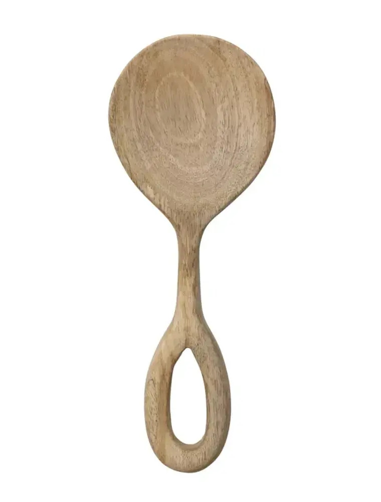 Buttercup Hand-Carved Mango Wood Spoon, Bleached