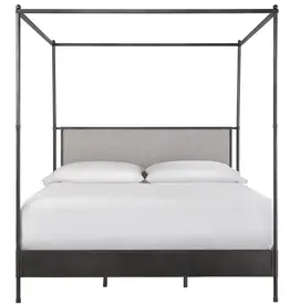 Modern Farmhouse Kent King Poster Bed, Coconut Metal