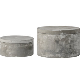 Cement Boxes with Lids, (Set of 2)
