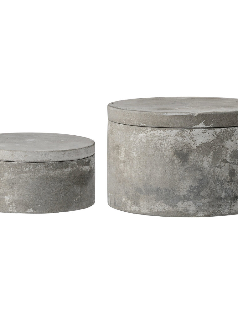 Cement Boxes with Lids, (Set of 2)