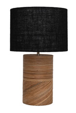 Rattan Rattan and Wood Table Lamp w/Black Jute Shade