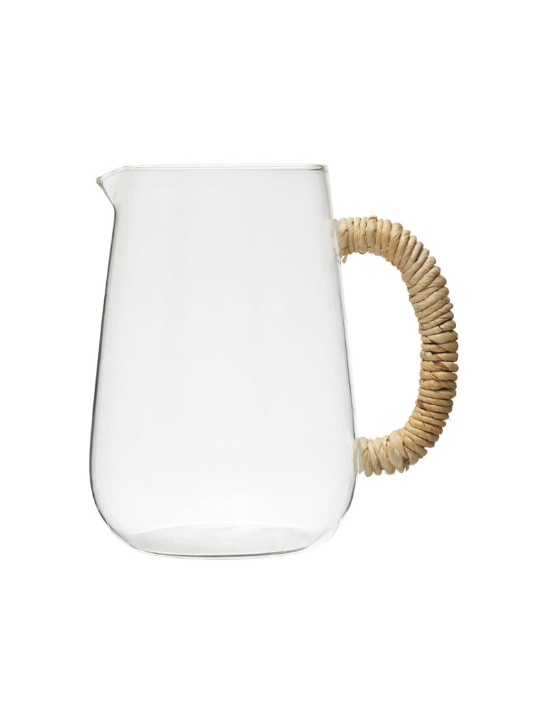 48 oz. Glass Pitcher w/ Natural Wrapped Handle