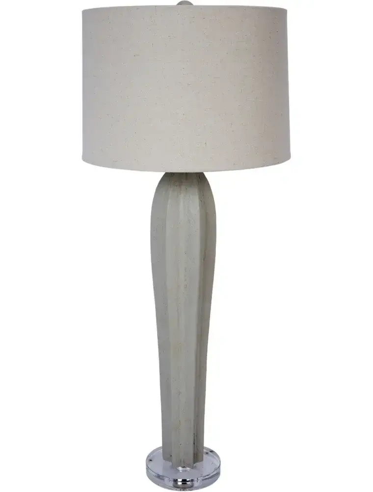 Benton Benton Cement Finished Buffet Lamp with Natural Linen Shade