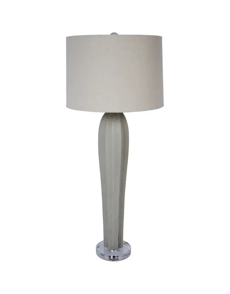 Benton Benton Cement Finished Buffet Lamp with Natural Linen Shade