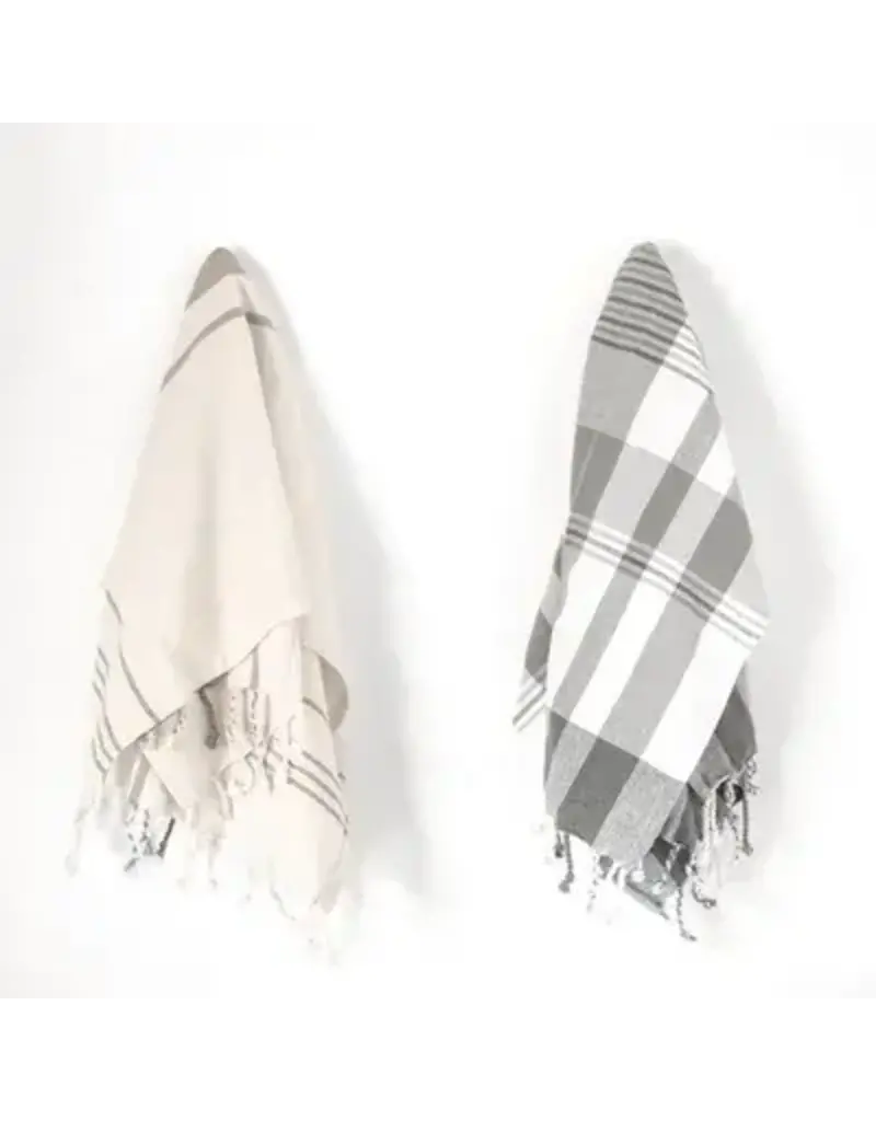 Set of 2 Stripe Fringe Towel
