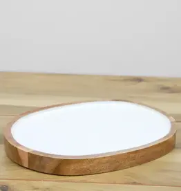 White Enamel Wood Tray