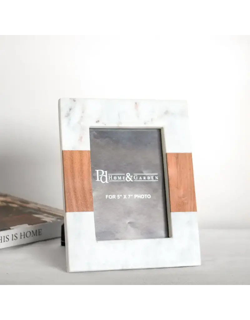 5x7 Marble Wood on Side Photo Frame