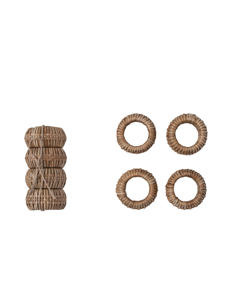 At The Table Set of 4 Hand Woven Rattan Napkin Rings
