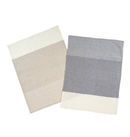 Set of 2 Grey Sorbet Stripe Linen Tea Towels